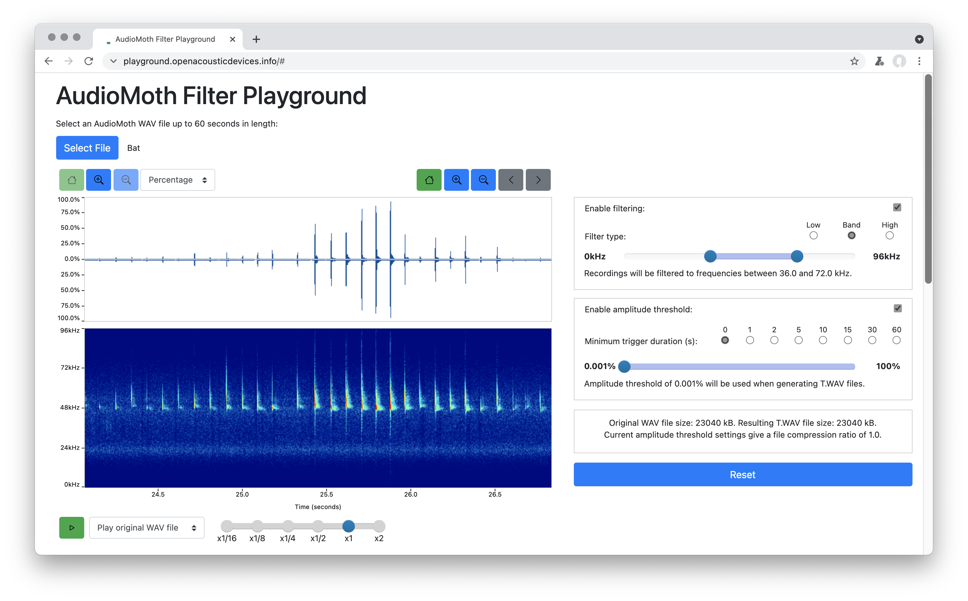 AudioMoth Filter Playground content media