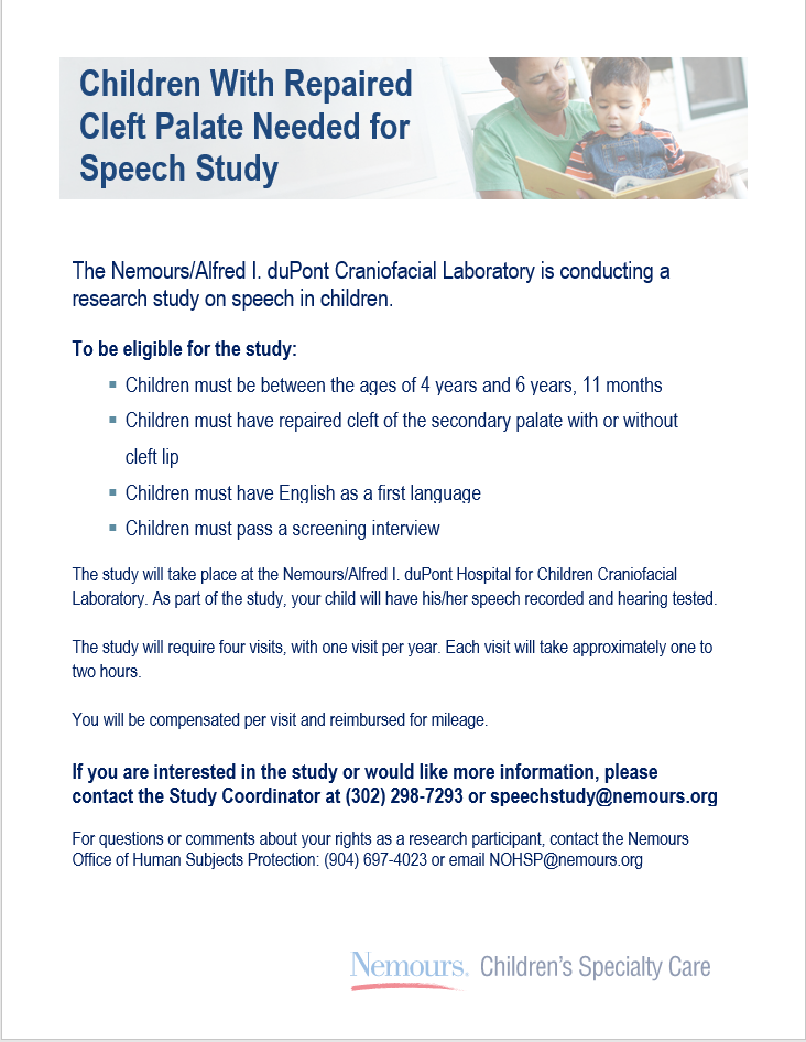Children With Repaired Cleft Palate Needed for Speech Study content media