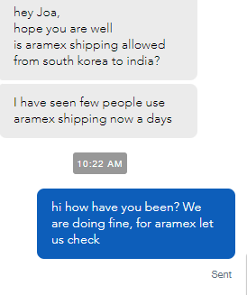 Re: Aramex shipping from Republic of Korea to India content media