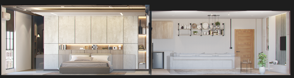 บรรยากาศภายในโทนเรียบ มี texture เล็กน้อย เหมาะกับครอบครัวมีเด็ก | interior mood