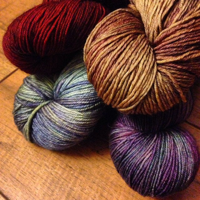 Save 20-35% off luxury yarns from amazing indie dyers like these skeins from Dream in Color!