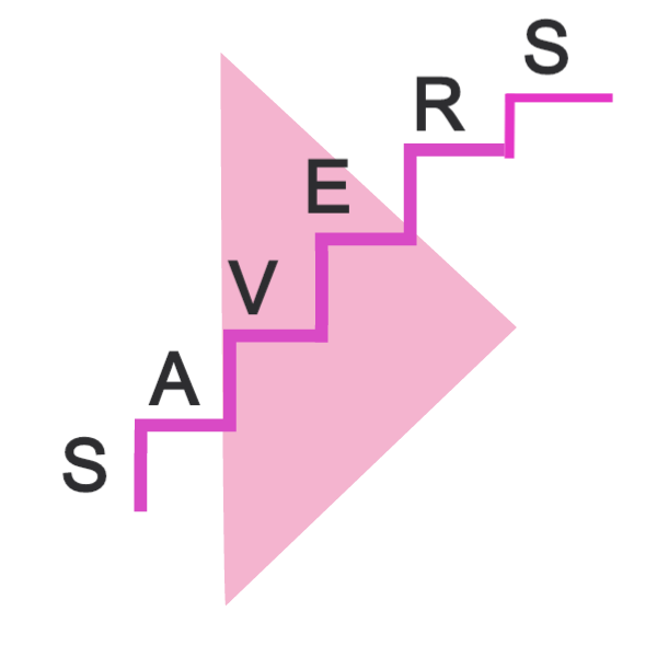 Steps with letters SAVERS on each step