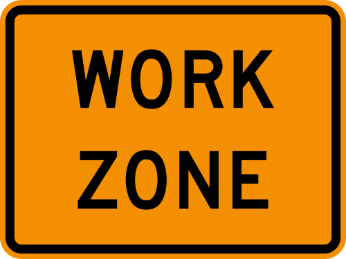 yellow work zone caution sign graphic