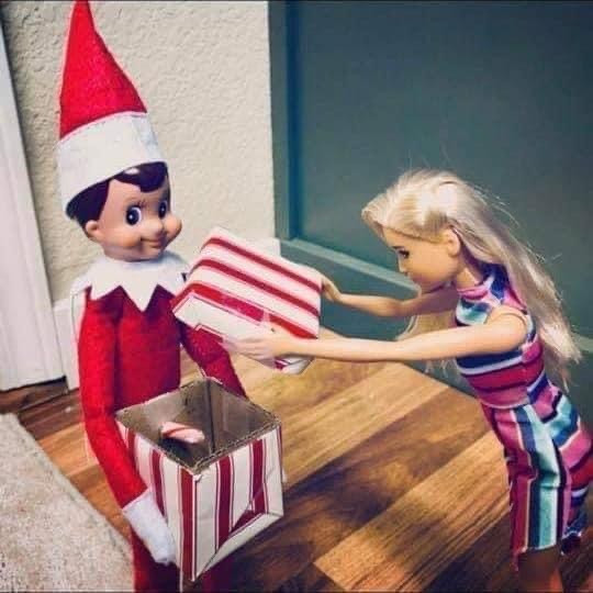 Dick in the box. Elf on the Shelf