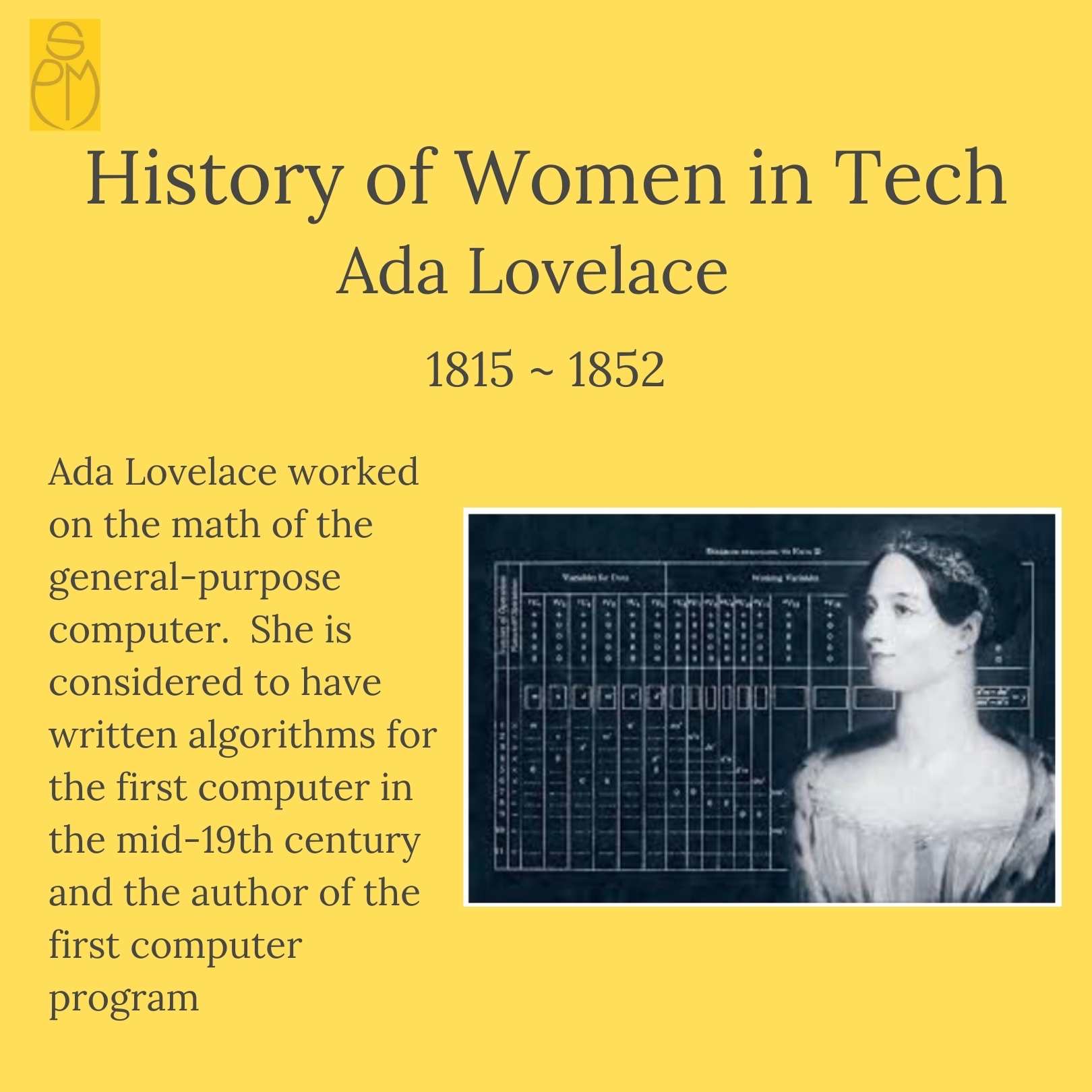 Ada Lovelace and the first computer programme content media