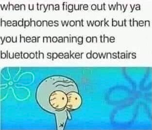 When u tryna figure out why your headphones won’t work but then hear moaning