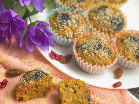 Turmeric Carrot Chia Coconut Muffins
