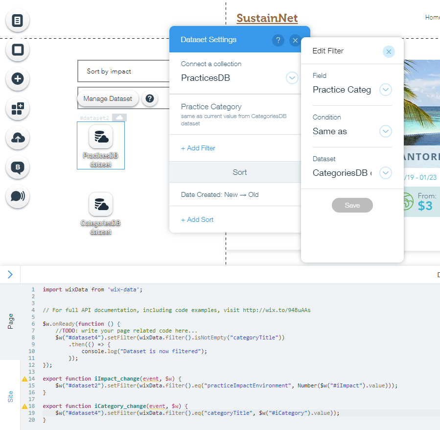Filter Repeater with dropdown, connected collections issue? Velo by Wix