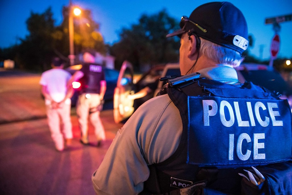 ICE Police overseeing traffic stop.