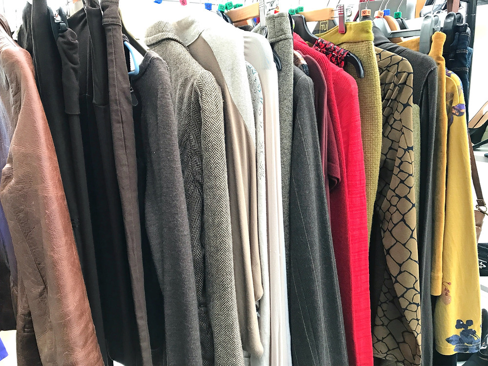 A rail of clothes demonstrating sustainable fashion