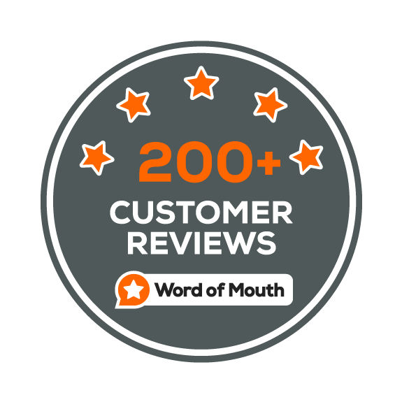 200+ CUSTOMER REVIEWS ON WORD OF MOUTH! content media