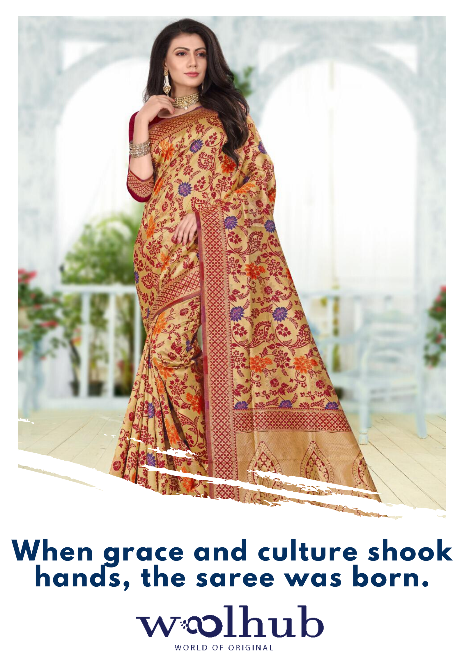 When grace & culture shook hands, the saree was born. WoolHub Export content media