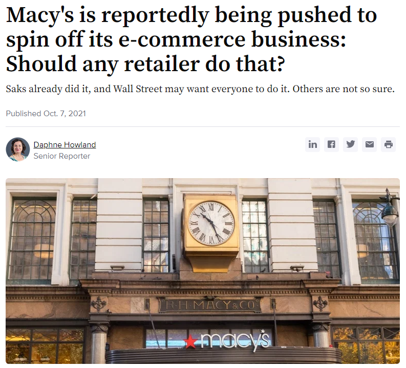 Can Macy's spin off its E-commerce business to win? content media