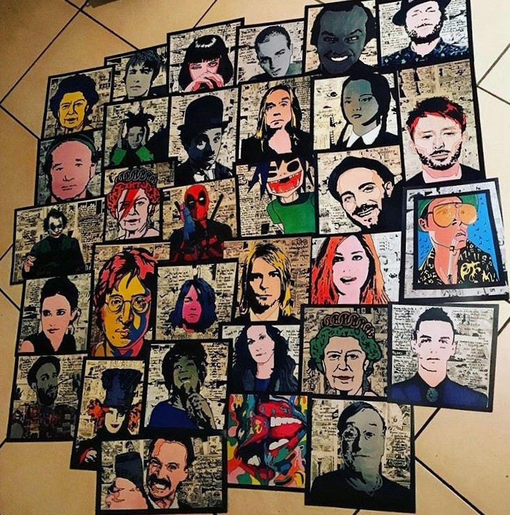 Luca Marchini's pop art in form of portraits of famous characters