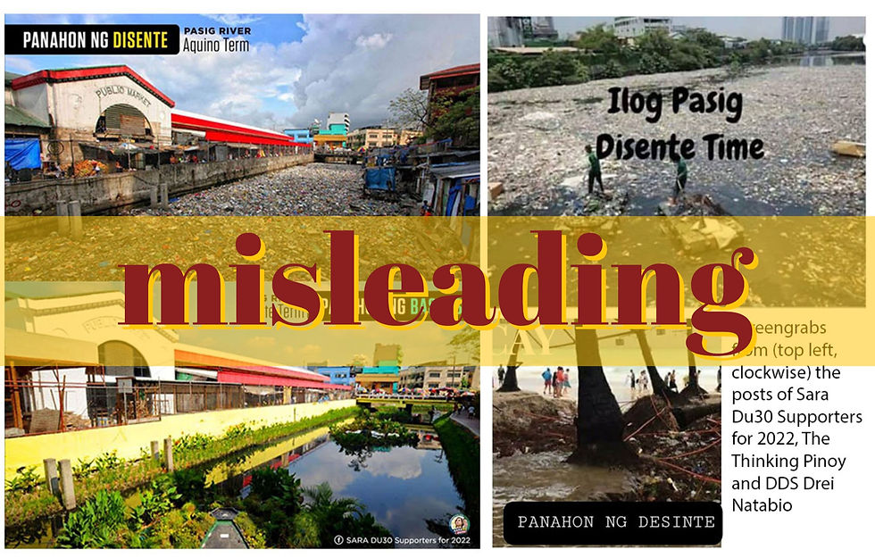 Collage of screengrabs from pro-Duterte pages on Facebook using misleading photos to highlight his achievements