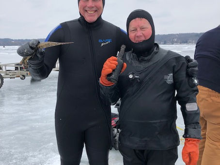 February 10th Ice Dive on Pewaukee Lake - Love in the air