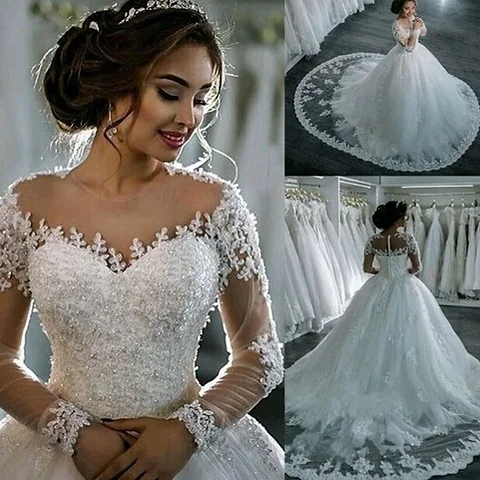 Fs Designer Collection Wedding Gown 3 4 Sleeves Luxury Lace