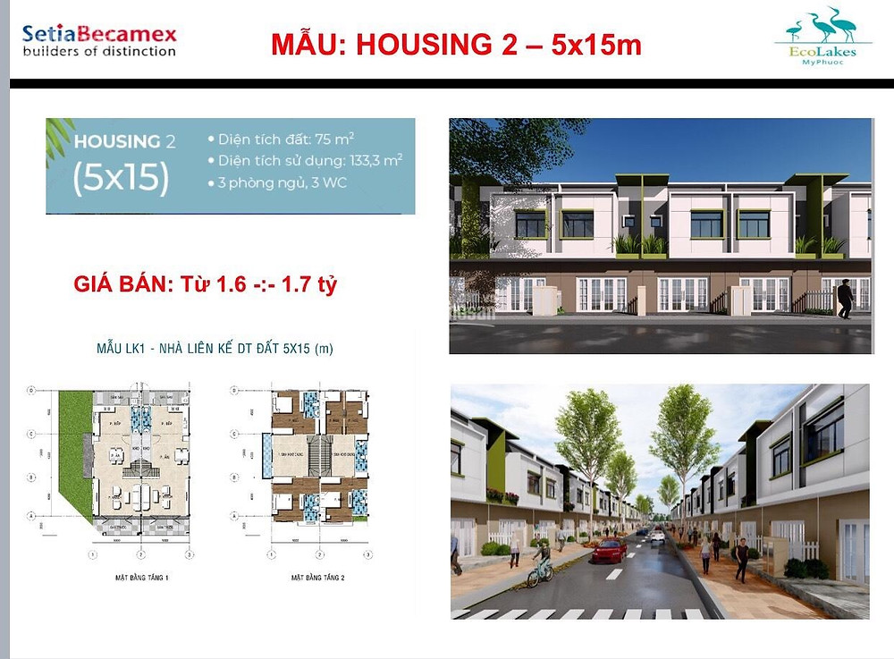 Mẫu nhà Housing2 Ecohome2 Ecolakes Mỹ Phước Bình Dương