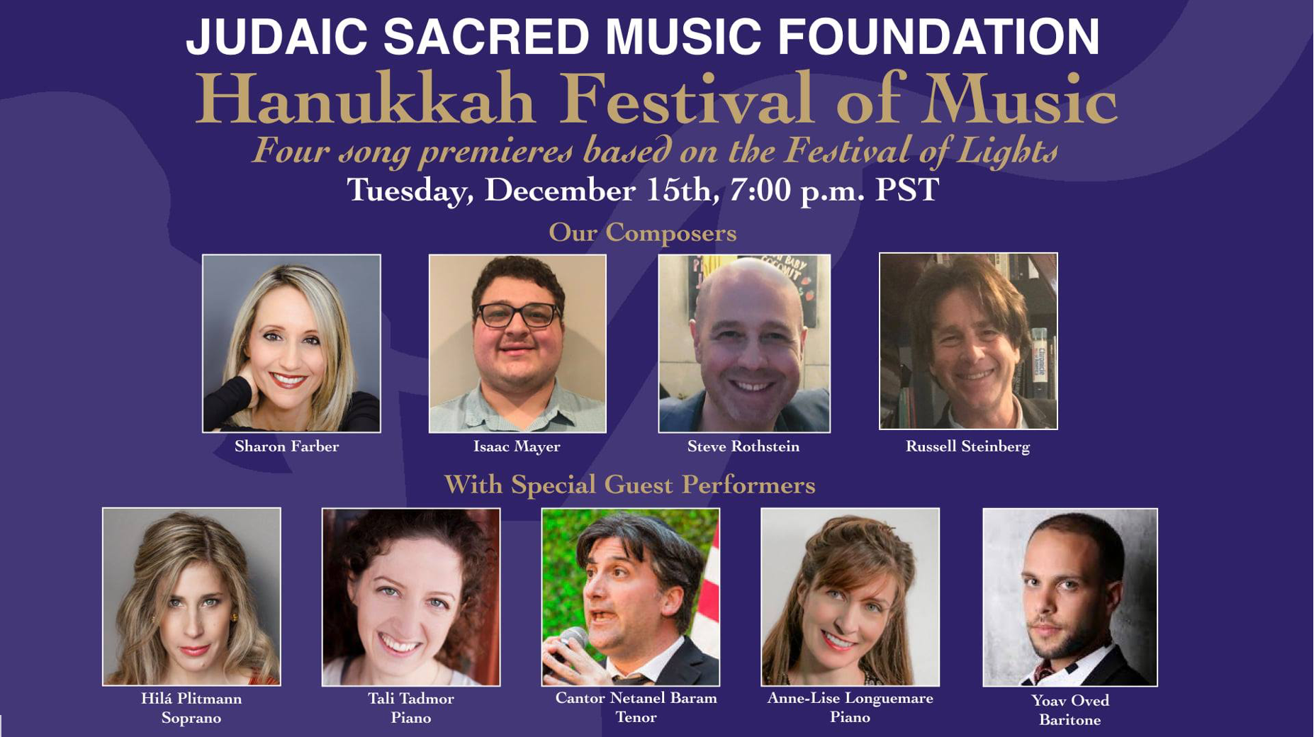 The Jewish Scared music Foundation premiered Sharon’s new commissioned work for soprano and piano, “Candles of Peace” content media