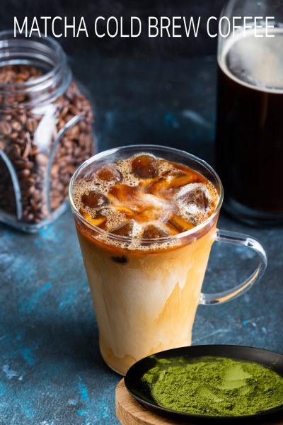 Matcha cold brew coffee content media