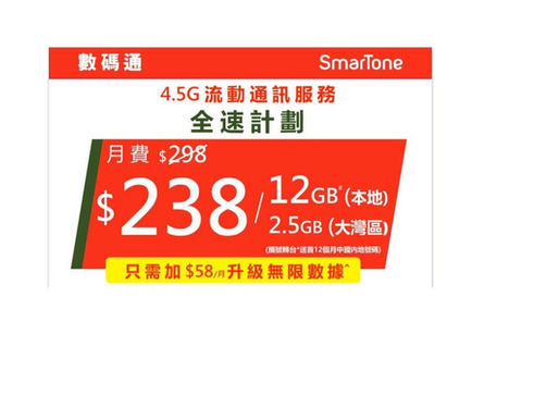 🔥最新SmarTone 4.5G月費計劃🔥