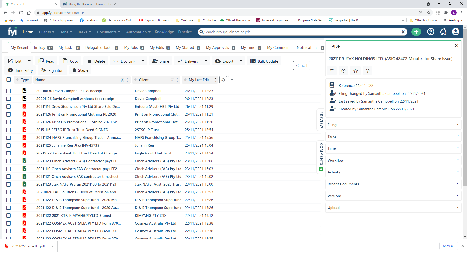 Previewing documents in FYI content media
