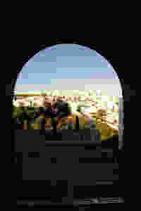Looking through the city wall arch (un-named) to La Cobijada