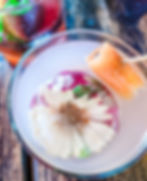 flower ice cube in cocktail