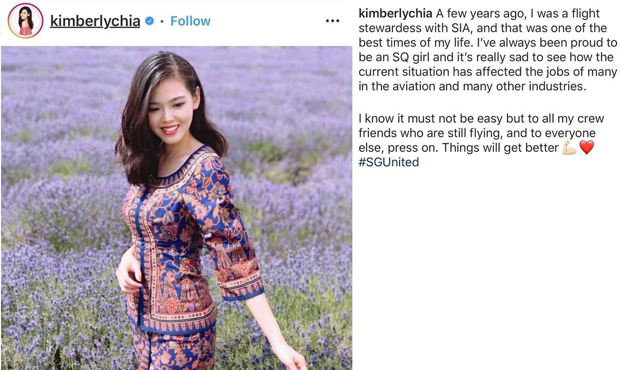 Kimberly Chia Shares Photo Of Her Former Flight Stewardess In Sia Kebaya Asks Crew Friends To Jiayou Prolific Skins