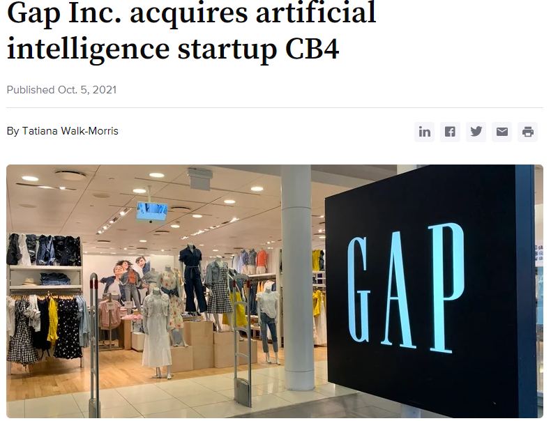 Why GAP has been continuously acquisiting fashion tech startups parallel to Walmart and SNAP in 2021? content media
