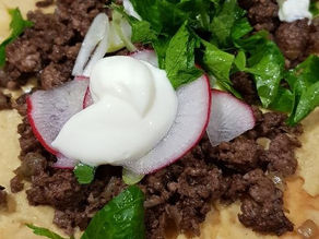 Turkish Flatbread Pizza with Spicy Mince