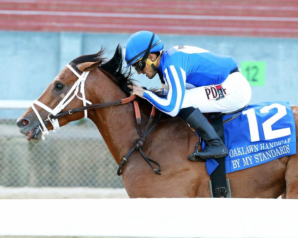 By My Standards and Gabriel Saez win Oaklawn Handicap. Horse racing media.