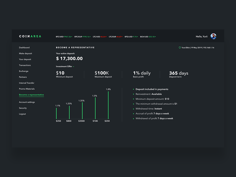 Coin Area White & Black Themes UI Design