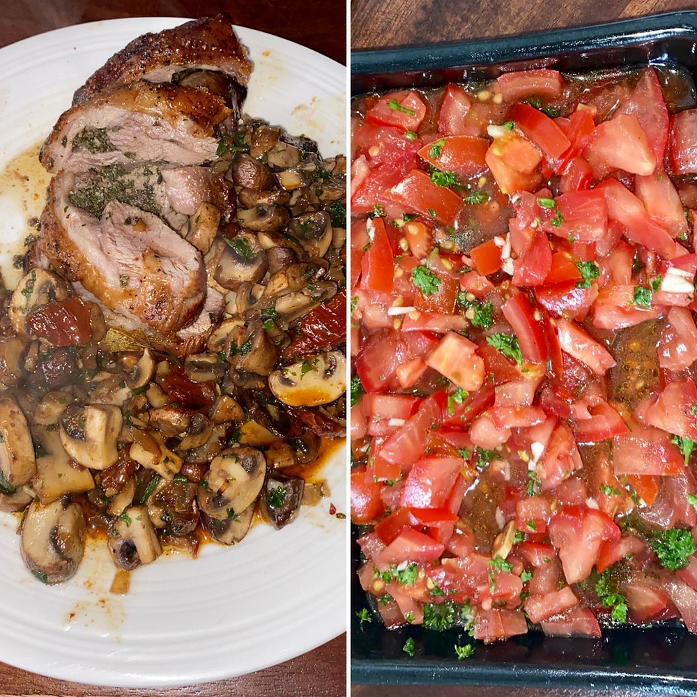 Lamb and tomatoes.