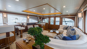 Sport Fishing Yacht Exterior with a Luxury Relaxing Oasis and Spa-like Interior 
