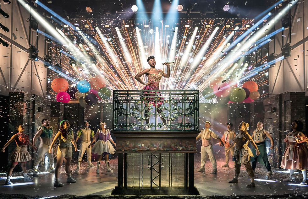 It's the balcony scene, but not as you know it. Miriam-Teak Lee takes centre stage as Juliet. All pics: Johan Persson