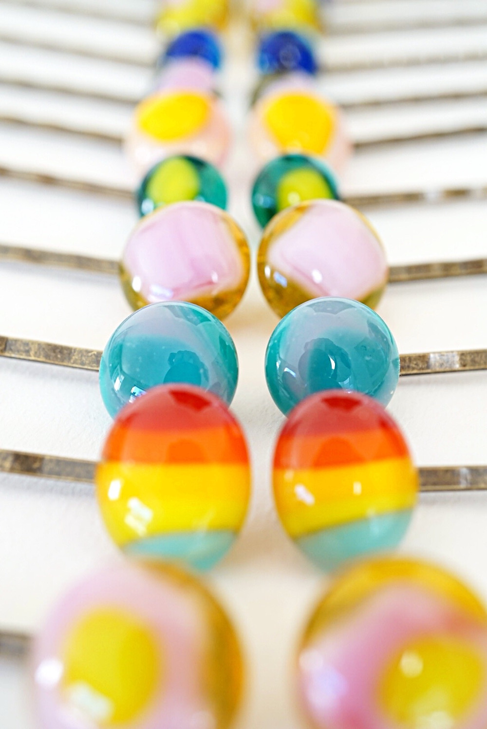Fused Glass Hairpins by Laura Koss