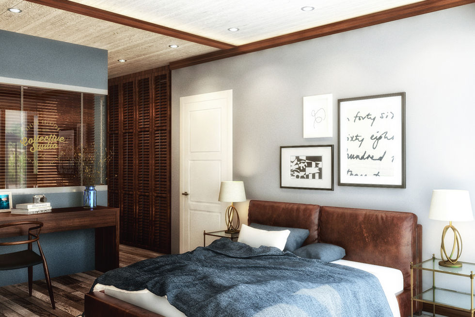 ห้องนอนคอนโดตากอากาศ 2 ห้องนอน โทนสงบ | bedroom calm tone