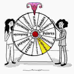 Ilustracion sobre la mentruacion, y los síntomas premenstruales.