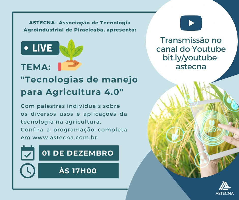 A Associação de Tecnologia Agroindustrial de Piracicaba te convida para a sua segunda live sobre Tecnologias de manejo para agricultura 4.0 content media
