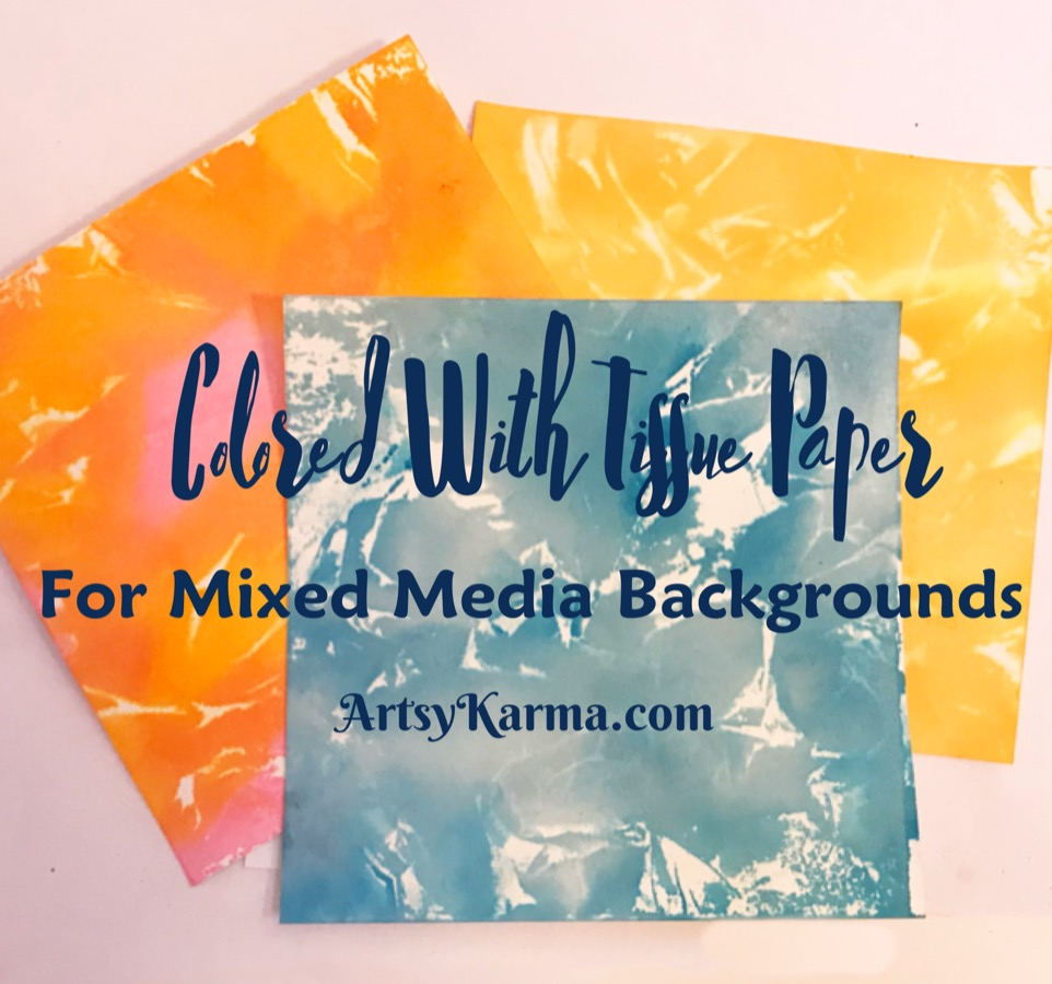 colored background with tissue paper bleeding