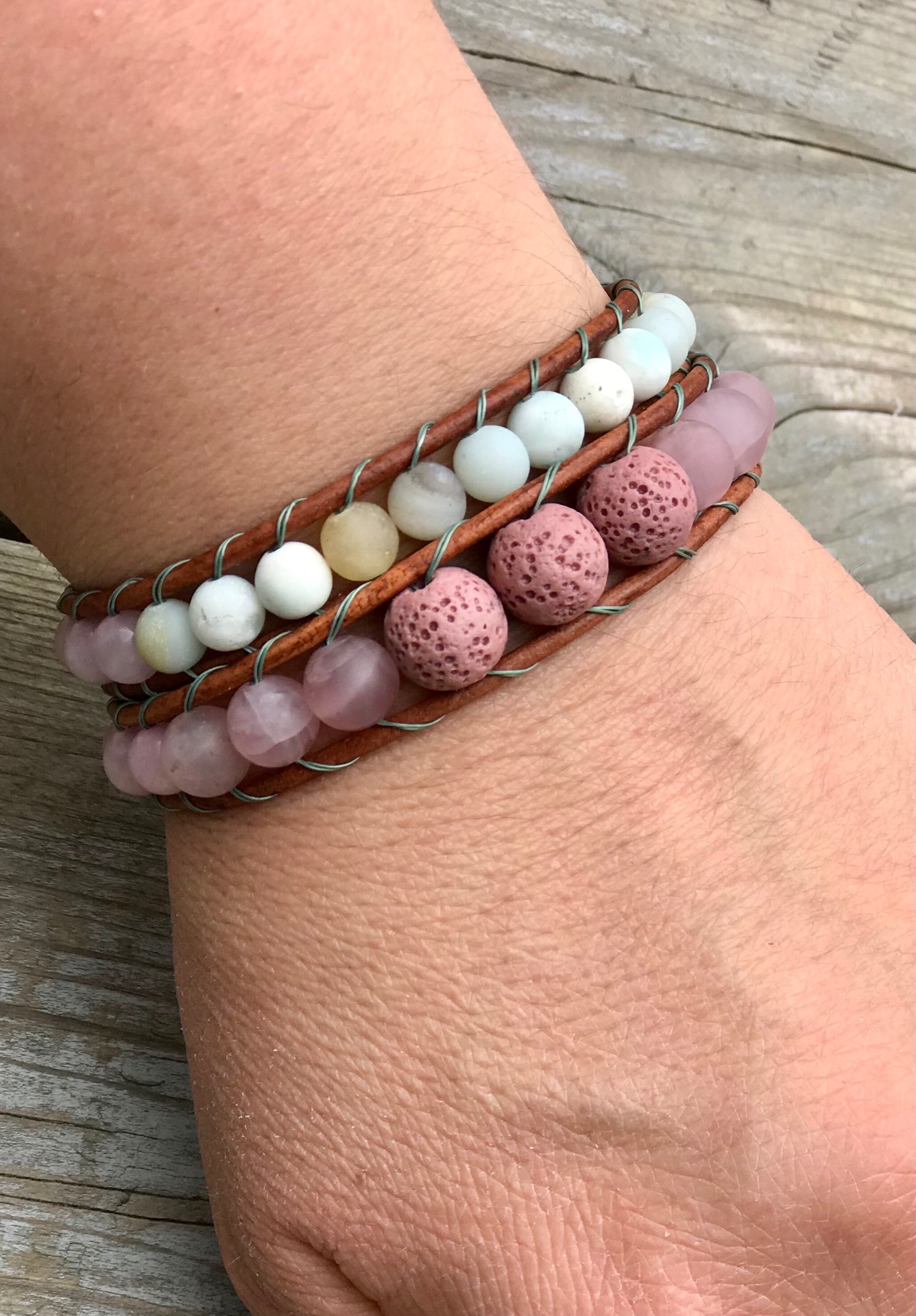 “Amazonite Hope”
Leather Wrap Bracelet content media