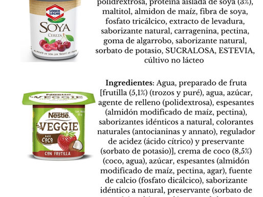 Comparación de "yogures" vegetales