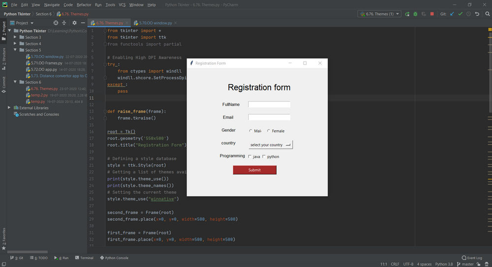 22. Tkinter themes, and how to change them | T&O Control Panel
