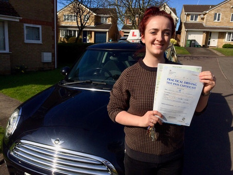 Congratulations Caitlin on passing your driving test so well with only a couple of minor faults.