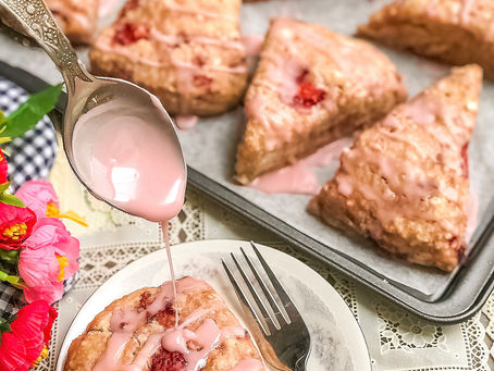 Strawberry Scones with Mixed Berry Glaze