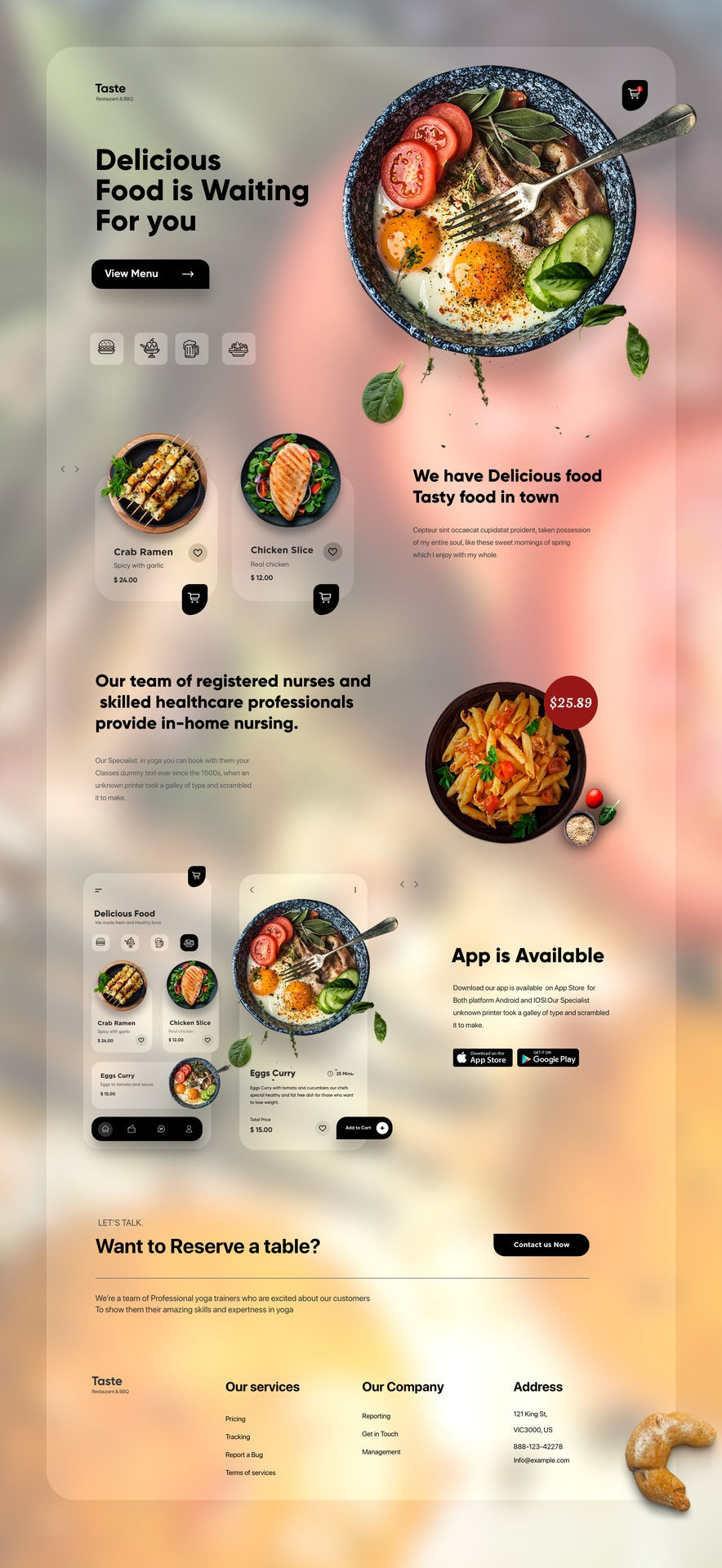 Food Mobile APP Landing UX-UI Design