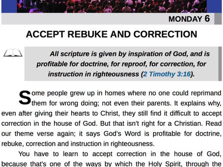 ACCEPT REBUKE AND CORRECTION
