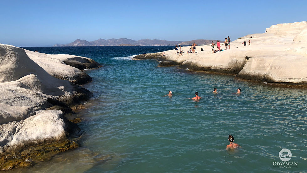 Waves breaking on the rocks at Sarakiniko Beach, Milos (Greece)