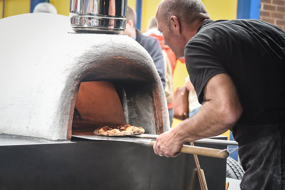 York Races Racecourse the press family race day Sunday 9th September food available wood fired pizza from Knead'n'Feed Knead n feed.